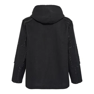 Jiyongkim Sun-bleached Raw Edged Anorak Sweatshirt In Black