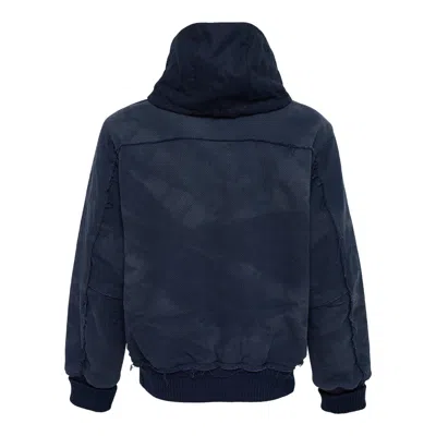 Jiyongkim Sun-bleached Raw Edged Work Jacket In Blue