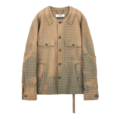 Jiyongkim Sun-bleached Collarless Tweed Jacket In Brown