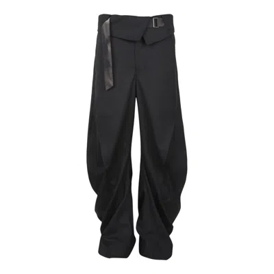 Jiyongkim Sun-bleached Curved Trousers In Black