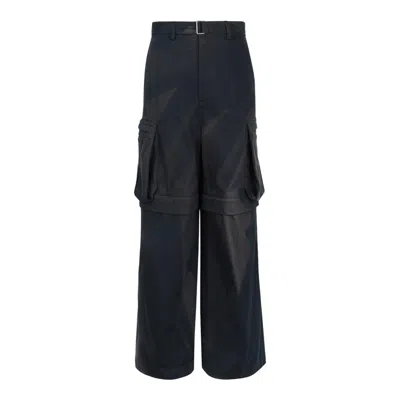 Jiyongkim Sun-bleached Detachable Wide Trousers In Black