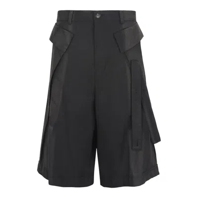 Jiyongkim Sun-bleached Layered Half Trousers In Black