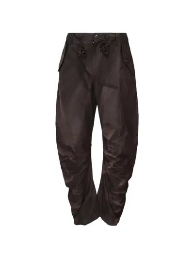 Jiyongkim Sun-bleached Panelled Tapered Trousers In Brown