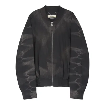 Jiyongkim Sun-bleached Pleated Bomber In Black