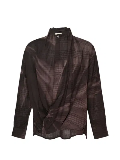 Jiyongkim Twist-front Shirt In Brown