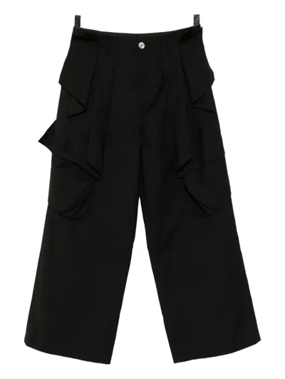 Jiyongkim Wide-leg Belted Drape Trousers In Black