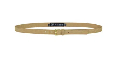 Jj Winters Abby Croco Belt In Latte Hornback In Brown
