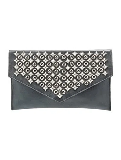 Pre-owned Jj Winters Leather Clutch In Gray