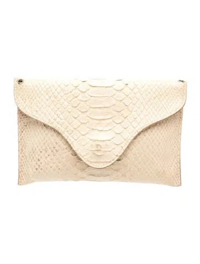 Pre-owned Jj Winters Python Clutch In Gold