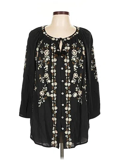 Pre-owned Jjill 3/4 Sleeve Blouse In Black