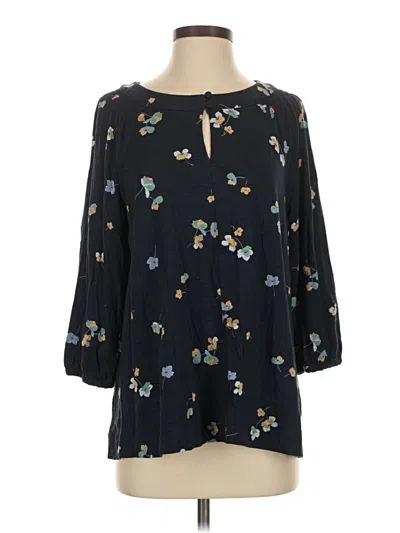 Pre-owned Jjill 3/4 Sleeve Blouse In Black