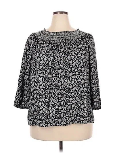 Pre-owned Jjill 3/4 Sleeve Blouse In Black