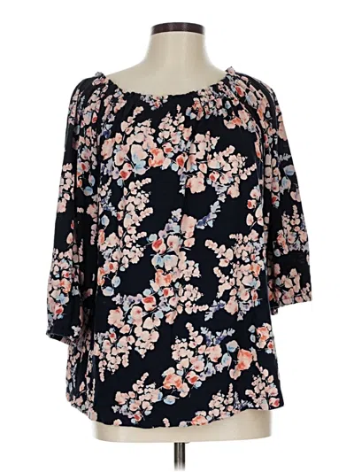 Pre-owned Jjill 3/4 Sleeve Blouse In Black