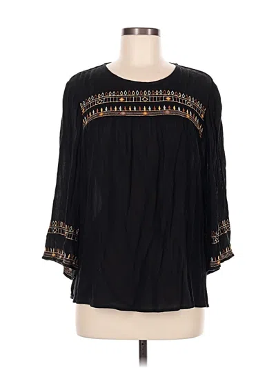 Pre-owned Jjill 3/4 Sleeve Blouse In Black