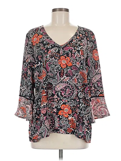 Pre-owned Jjill 3/4 Sleeve Blouse In Black