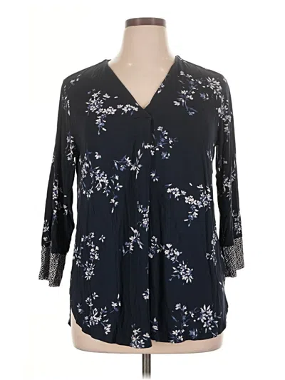Pre-owned Jjill 3/4 Sleeve Blouse In Black