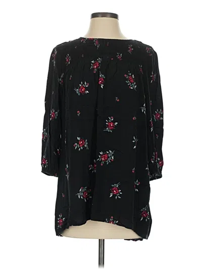 Pre-owned Jjill 3/4 Sleeve Blouse In Black