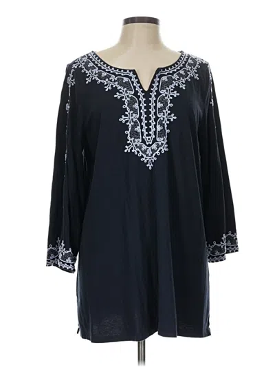 Pre-owned Jjill 3/4 Sleeve Blouse In Black