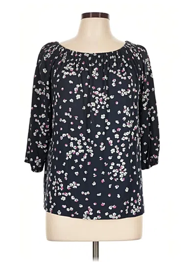 Pre-owned Jjill 3/4 Sleeve Blouse In Black