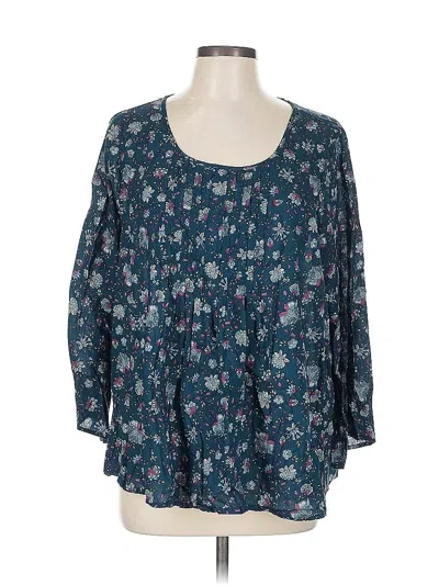 Pre-owned Jjill 3/4 Sleeve Blouse In Blue