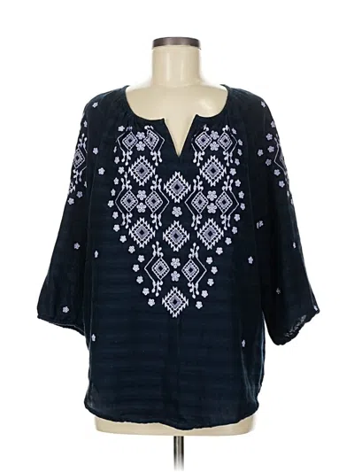 Pre-owned Jjill 3/4 Sleeve Blouse In Blue