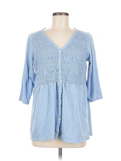 Pre-owned Jjill 3/4 Sleeve Blouse In Blue