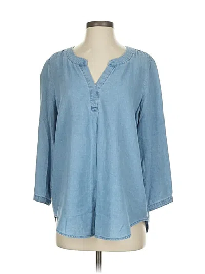 Pre-owned Jjill 3/4 Sleeve Blouse In Blue