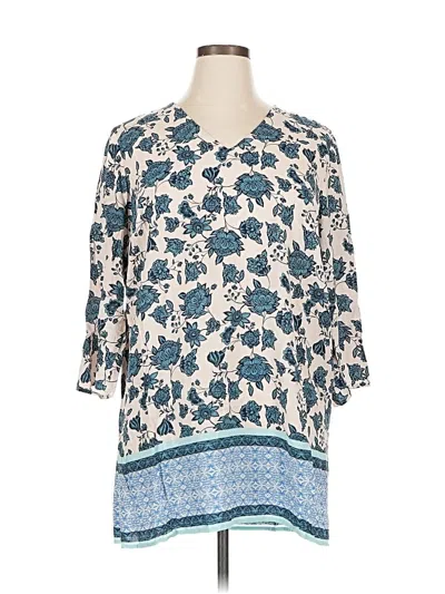 Pre-owned Jjill 3/4 Sleeve Blouse In Blue