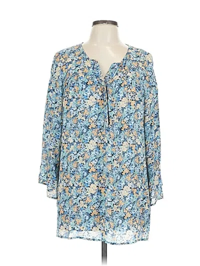 Pre-owned Jjill 3/4 Sleeve Blouse In Blue