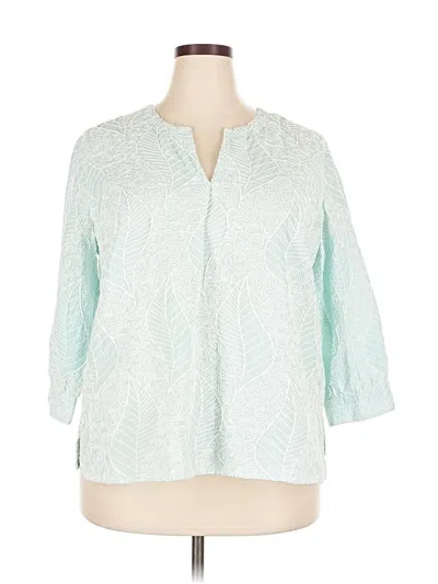 Pre-owned Jjill 3/4 Sleeve Blouse In Blue