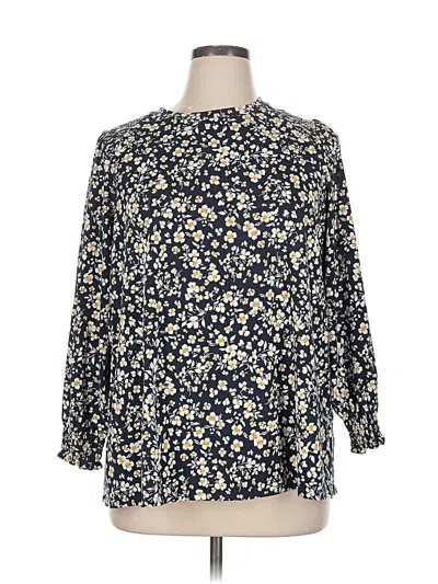 Pre-owned Jjill 3/4 Sleeve Blouse In Blue