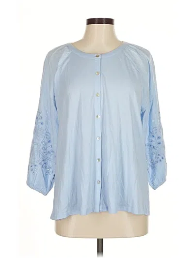 Pre-owned Jjill 3/4 Sleeve Blouse In Blue