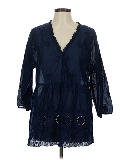 Pre-owned Jjill 3/4 Sleeve Blouse In Blue