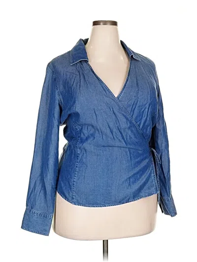 Pre-owned Jjill 3/4 Sleeve Blouse In Blue
