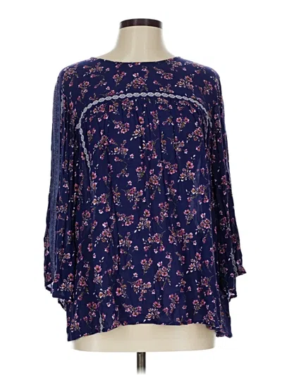 Pre-owned Jjill 3/4 Sleeve Blouse In Blue