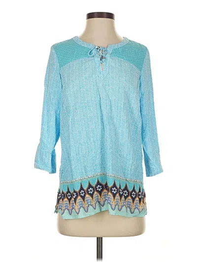 Pre-owned Jjill 3/4 Sleeve Blouse In Blue