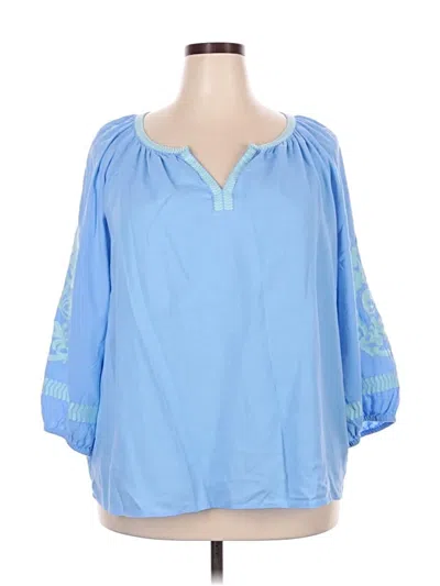 Pre-owned Jjill 3/4 Sleeve Blouse In Blue