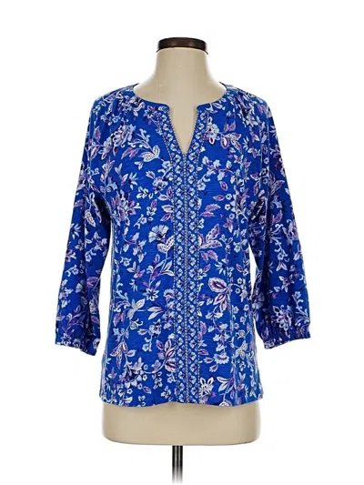 Pre-owned Jjill 3/4 Sleeve Blouse In Blue