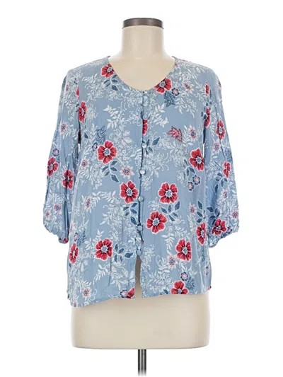 Pre-owned Jjill 3/4 Sleeve Blouse In Blue