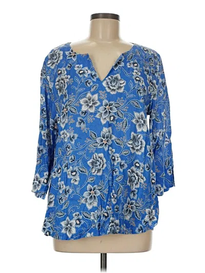 Pre-owned Jjill 3/4 Sleeve Blouse In Blue