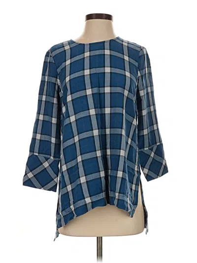Pre-owned Jjill 3/4 Sleeve Blouse In Blue