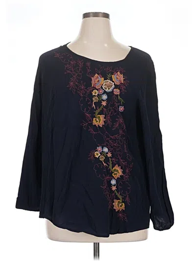 Pre-owned Jjill 3/4 Sleeve Blouse In Blue