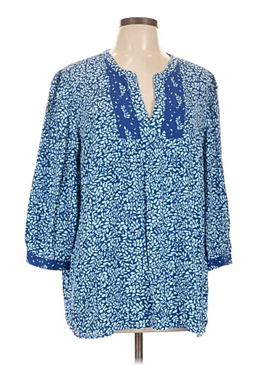 Pre-owned Jjill 3/4 Sleeve Blouse In Blue