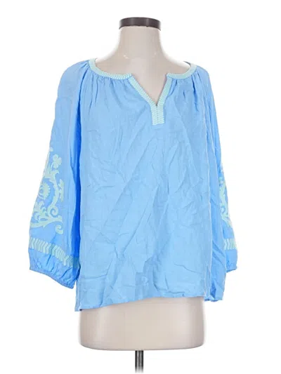 Pre-owned Jjill 3/4 Sleeve Blouse In Blue