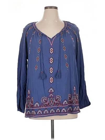 Pre-owned Jjill 3/4 Sleeve Blouse In Blue