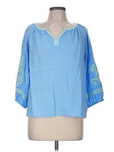 Pre-owned Jjill 3/4 Sleeve Blouse In Blue