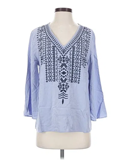 Pre-owned Jjill 3/4 Sleeve Blouse In Blue