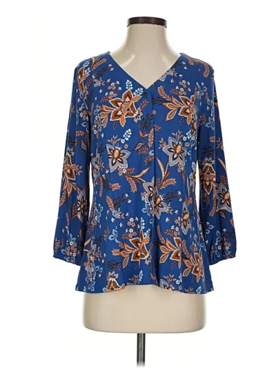 Pre-owned Jjill 3/4 Sleeve Blouse In Blue