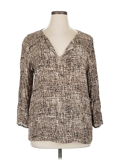 Pre-owned Jjill 3/4 Sleeve Blouse In Brown