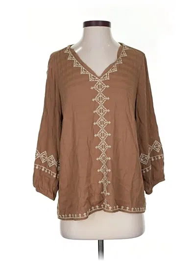 Pre-owned Jjill 3/4 Sleeve Blouse In Brown